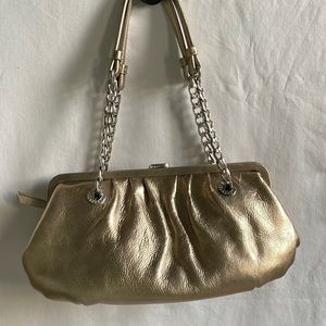 Michael Kors Metallic Gold Clutch Satchel Purse
